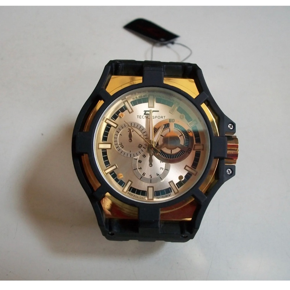 Men's Black Hematite Finish Tecno Sport Silicone Band Fashion Hip Hop Watch